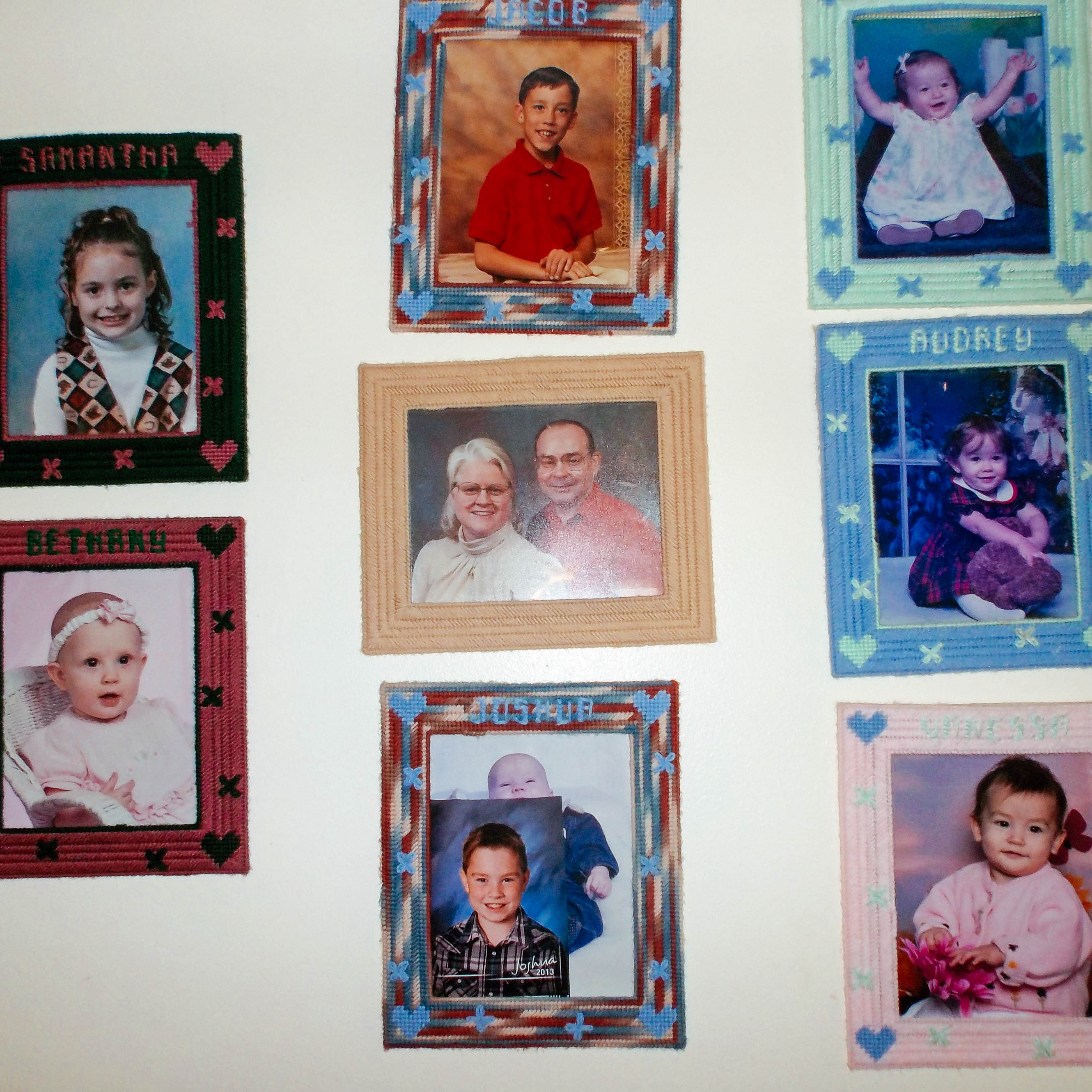 Carole Griffitt's wall of seven grandkids.