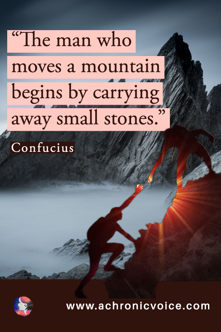 “The man who moves a mountain begins by carrying away small stones.” — Confucius