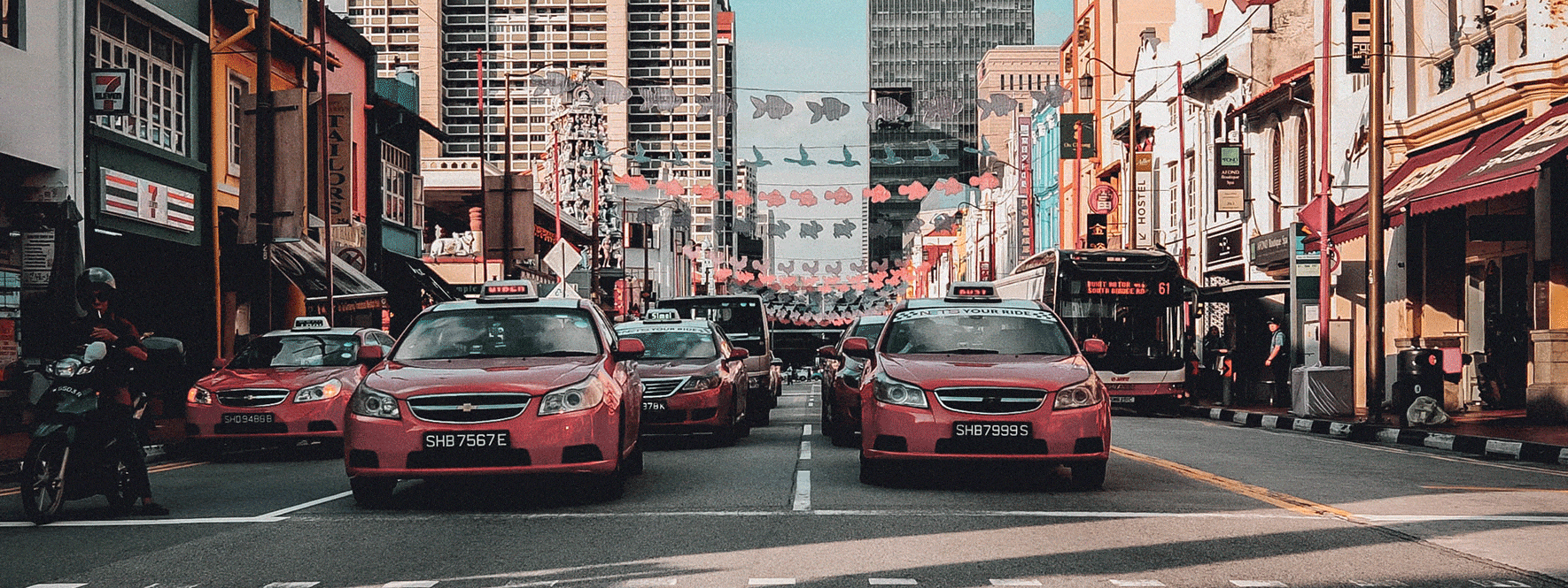 The bustling streets of Singapore city